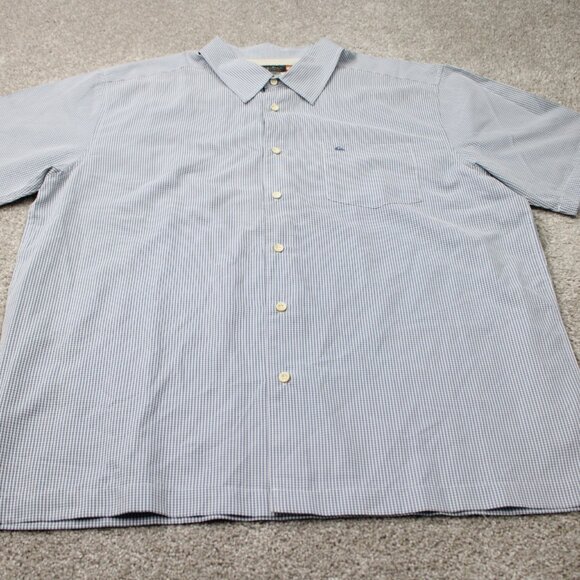Quiksilver Waterman Shirt Mens 2XL XXL Blue/White Polynosic/Polyester S/S Button - Picture 3 of 14